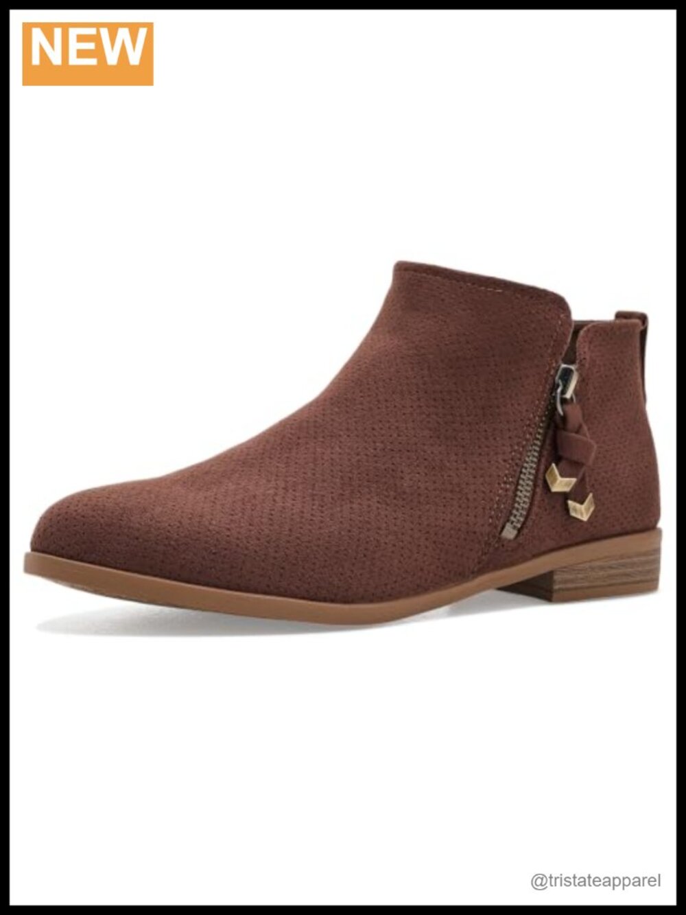 Recycled Fabric Ankle Booties Zip Block Heel Sustainable Comfort
